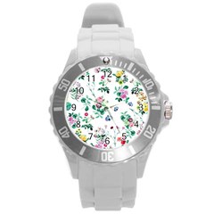 Leaves Round Plastic Sport Watch (l) by Sobalvarro