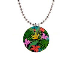 Tropical Greens 1  Button Necklace by Sobalvarro