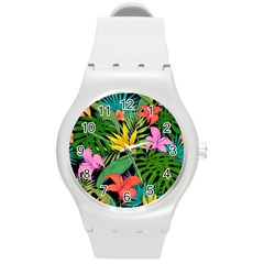 Tropical Greens Round Plastic Sport Watch (m) by Sobalvarro