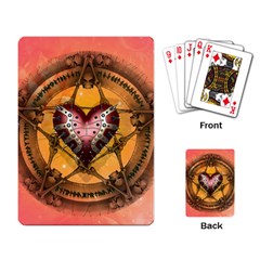 Awesome Heart On A Pentagram With Skulls Playing Cards Single Design (rectangle) by FantasyWorld7