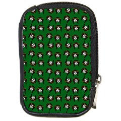 Retro Girl Daisy Chain Pattern Green Compact Camera Leather Case by snowwhitegirl