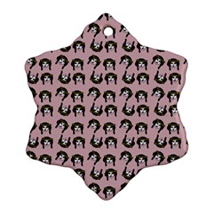 Retro Girl Daisy Chain Pattern Light Pink Snowflake Ornament (two Sides) by snowwhitegirl
