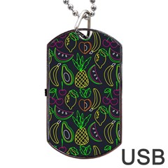 Neon Fruit Seamless Pattern Dog Tag Usb Flash (one Side)
