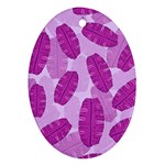 Exotic Tropical Leafs Watercolor Pattern Ornament (Oval)