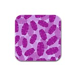 Exotic Tropical Leafs Watercolor Pattern Rubber Square Coaster (4 pack) 