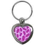 Exotic Tropical Leafs Watercolor Pattern Key Chain (Heart)