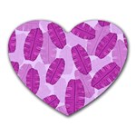 Exotic Tropical Leafs Watercolor Pattern Heart Mousepads