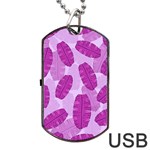 Exotic Tropical Leafs Watercolor Pattern Dog Tag USB Flash (One Side)