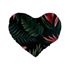 Tropical Flowers Pattern Tekstura Fon Background Pattern Standard 16  Premium Flano Heart Shape Cushions by Vaneshart