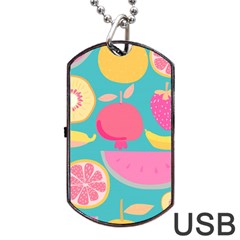 Seamless Pattern With Fruit Vector Illustrations Gift Wrap Design Dog Tag Usb Flash (one Side)
