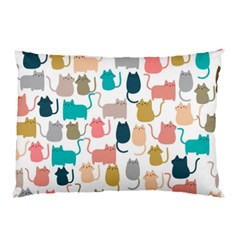 Cute Seamless Pattern Happy Kitty Kitten Cat Pillow Case (two Sides) by Vaneshart