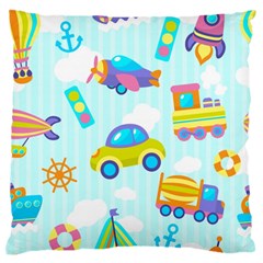 Transport Toy Seamless Pattern Large Flano Cushion Case (one Side) by Vaneshart