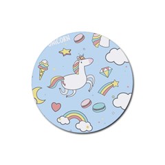 Unicorn Seamless Pattern Background Vector Rubber Round Coaster (4 Pack)  by Sobalvarro