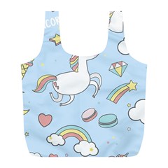 Unicorn Seamless Pattern Background Vector Full Print Recycle Bag (l) by Sobalvarro