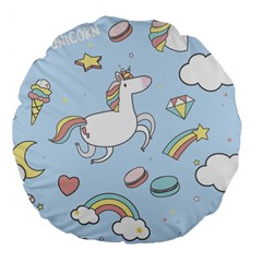 Unicorn Seamless Pattern Background Vector Large 18  Premium Flano Round Cushions by Sobalvarro