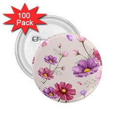 Vector Hand Drawn Cosmos Flower Pattern 2 25  Buttons (100 Pack)  by Sobalvarro