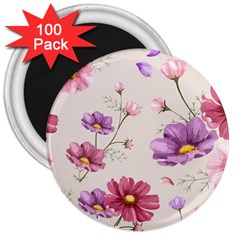 Vector Hand Drawn Cosmos Flower Pattern 3  Magnets (100 Pack) by Sobalvarro