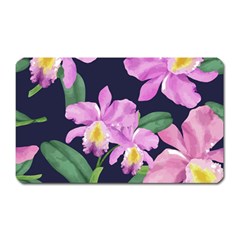 Vector Hand Drawn Orchid Flower Pattern Magnet (rectangular) by Sobalvarro
