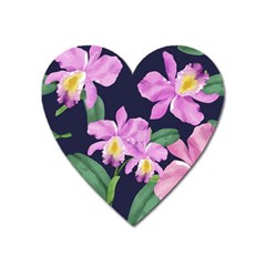Vector Hand Drawn Orchid Flower Pattern Heart Magnet by Sobalvarro