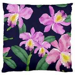 Vector Hand Drawn Orchid Flower Pattern Large Flano Cushion Case (one Side) by Sobalvarro