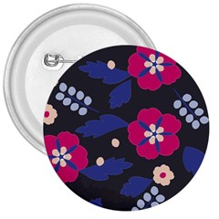 Vector Seamless Flower And Leaves Pattern 3  Buttons by Sobalvarro