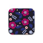 Vector Seamless Flower And Leaves Pattern Rubber Square Coaster (4 pack)  Front