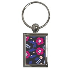 Vector Seamless Flower And Leaves Pattern Key Chain (rectangle) by Sobalvarro