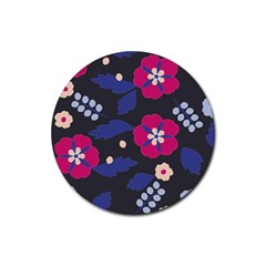Vector Seamless Flower And Leaves Pattern Rubber Coaster (round)  by Sobalvarro