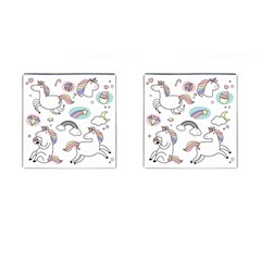 Cute Unicorns With Magical Elements Vector Cufflinks (square) by Sobalvarro
