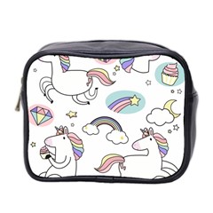 Cute Unicorns With Magical Elements Vector Mini Toiletries Bag (two Sides) by Sobalvarro