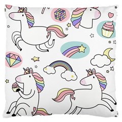 Cute Unicorns With Magical Elements Vector Large Cushion Case (two Sides) by Sobalvarro