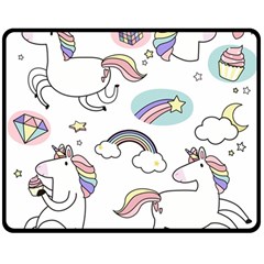 Cute Unicorns With Magical Elements Vector Double Sided Fleece Blanket (medium)  by Sobalvarro