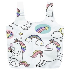 Cute Unicorns With Magical Elements Vector Full Print Recycle Bag (xl) by Sobalvarro