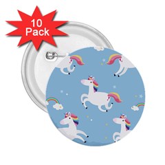 Unicorn Seamless Pattern Background Vector (2) 2 25  Buttons (10 Pack)  by Sobalvarro