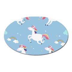 Unicorn Seamless Pattern Background Vector (2) Oval Magnet by Sobalvarro