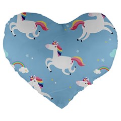 Unicorn Seamless Pattern Background Vector (2) Large 19  Premium Heart Shape Cushions by Sobalvarro