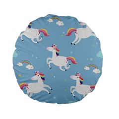 Unicorn Seamless Pattern Background Vector (2) Standard 15  Premium Flano Round Cushions by Sobalvarro
