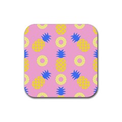 Pop Art Pineapple Seamless Pattern Vector Rubber Coaster (square)  by Sobalvarro