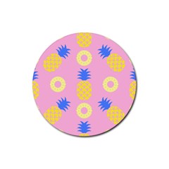 Pop Art Pineapple Seamless Pattern Vector Rubber Coaster (round)  by Sobalvarro