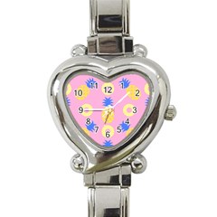 Pop Art Pineapple Seamless Pattern Vector Heart Italian Charm Watch by Sobalvarro