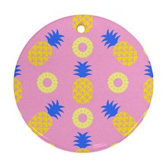 Pop Art Pineapple Seamless Pattern Vector Round Ornament (two Sides) by Sobalvarro