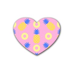Pop Art Pineapple Seamless Pattern Vector Heart Coaster (4 Pack)  by Sobalvarro