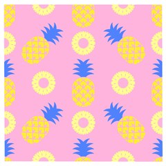 Pop Art Pineapple Seamless Pattern Vector Wooden Puzzle Square by Sobalvarro
