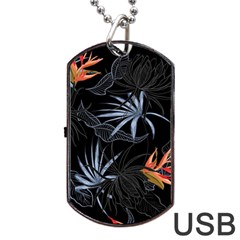 Exotic Flower Leaves Seamless Pattern Dog Tag Usb Flash (one Side)