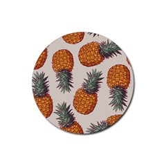 Seamless Pattern With Vector Illustrations Pineapples Rubber Coaster (round)  by Vaneshart