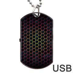 Dark Hexagon With Light Fire Background Dog Tag Usb Flash (two Sides)