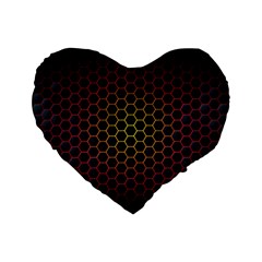 Dark Hexagon With Light Fire Background Standard 16  Premium Flano Heart Shape Cushions by Vaneshart