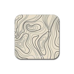 Topographic Lines Background Salmon Colour Shades Rubber Coaster (square)  by Vaneshart