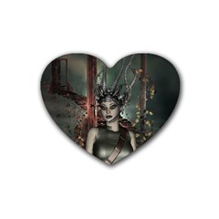 Awesome Fantasy Women With Helmet Heart Coaster (4 Pack)  by FantasyWorld7
