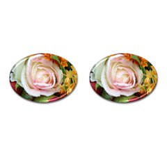 Floral Bouquet Orange Pink Rose Cufflinks (oval) by yoursparklingshop